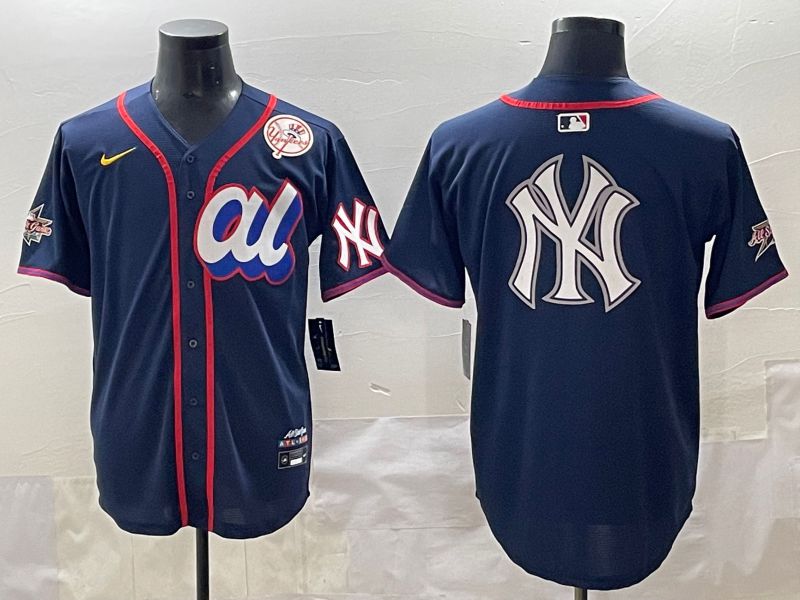 Men 2025 New York Yankees Blank Drak Blue All star Blank Blue Nike MLB Jersey style 14->new york yankees->MLB Jersey